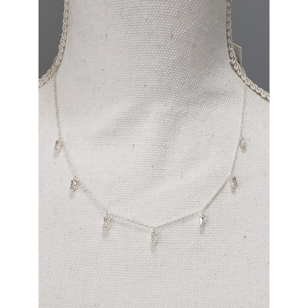 NEW Gorjana Amara CZ Fringe Necklace Silver Plated White CZ DAINTY DELICATE